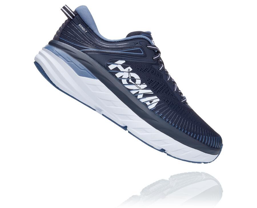 Hoka One One Mens Running Shoes - Bondi 7 - Navy - VQSP82340